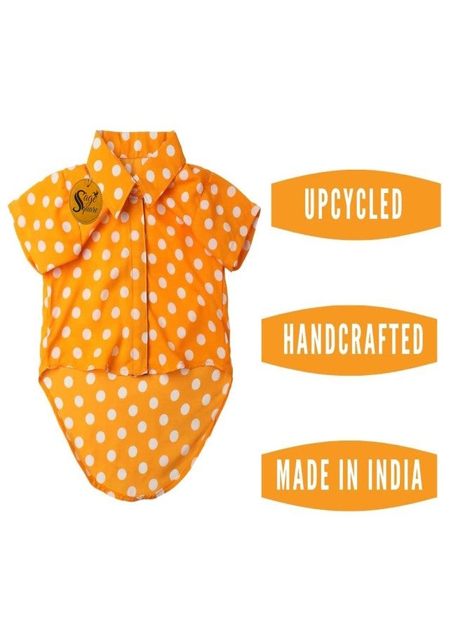 سايج سكوير قميص كلاب مطبوع عليه رسومات مربعة جريئة، قميص كلاب عصري، فائق النعومة وخفيف الوزن، ملابس كلاب مريحة وجيدة التهوية، زي عصري (مقاس كبير جدًا - 26 بوصة) (برتقالي منقط) - Image 3